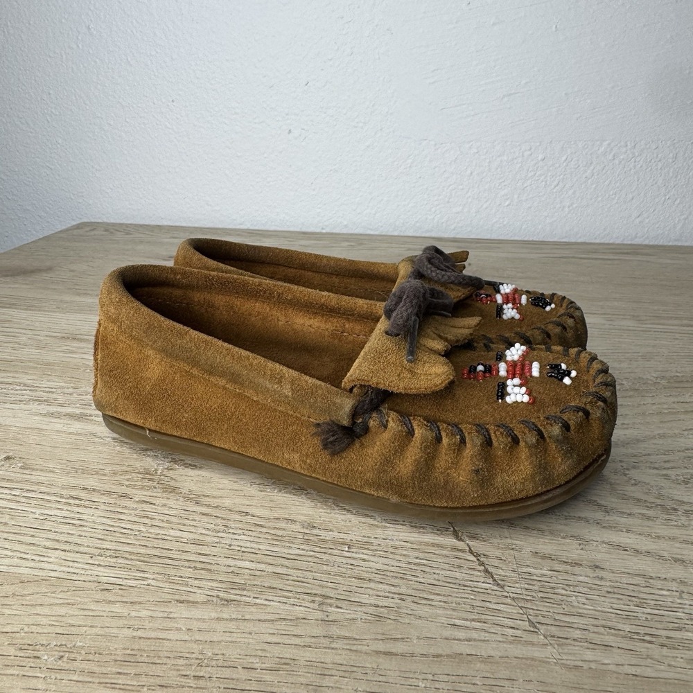 Minnetonka Thunderbird Beaded Mocassin Loafers Toddler Little Kid Size 12 - Picture 7 of 11